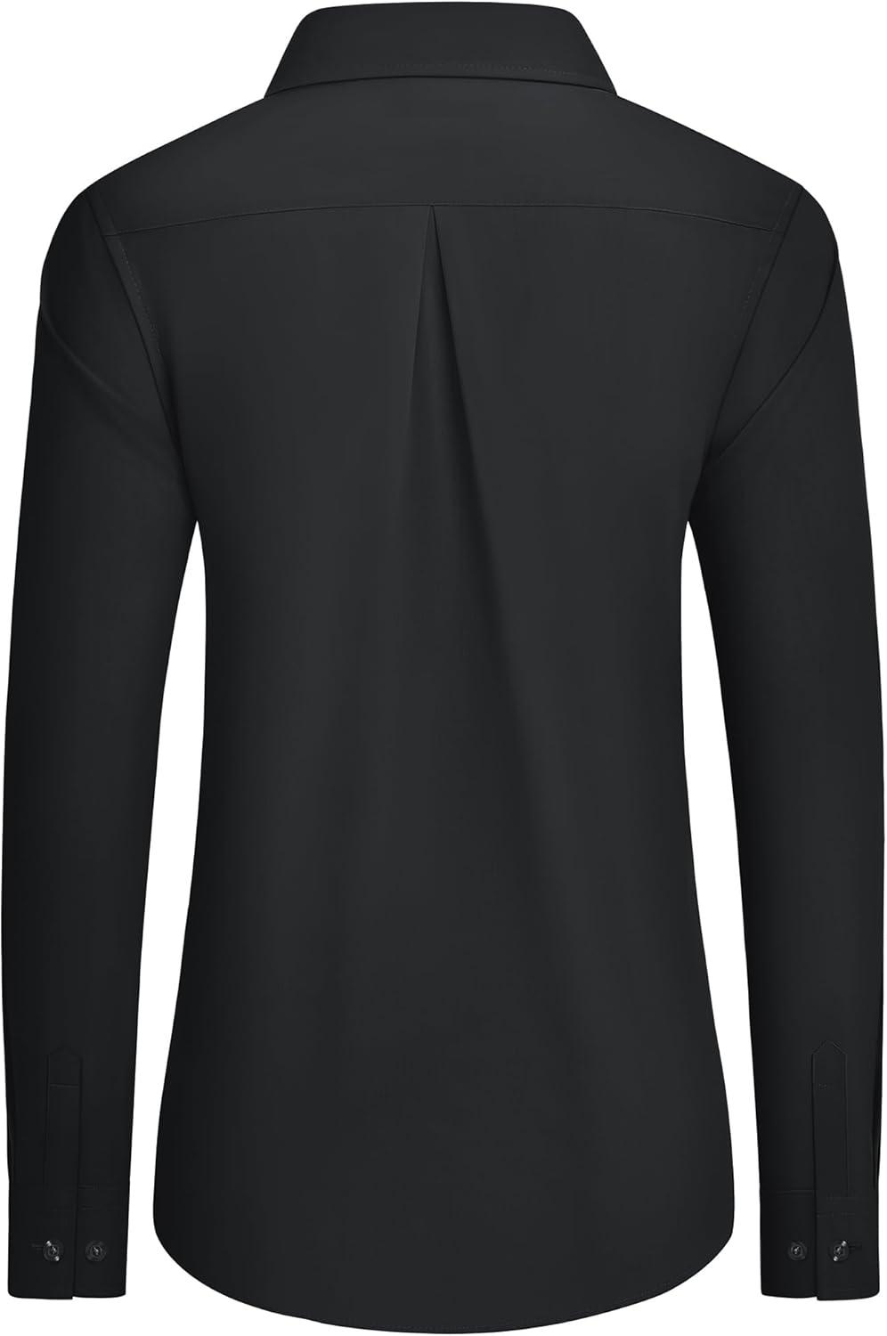 imagesiliteelon Button Down Shirts Dress Shirts for Women Long Sleeve Womens Work Shirts Regular Fit Cotton Dress ShirtsBlack