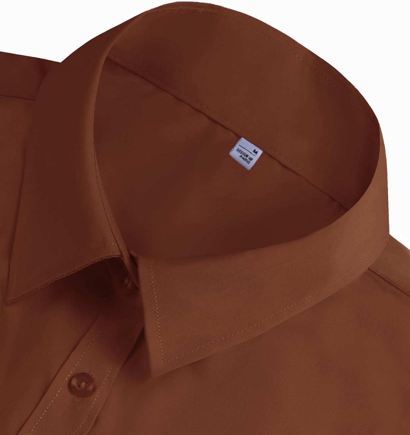 imagesiliteelon Button Down Shirts Dress Shirts for Women Long Sleeve Womens Work Shirts Regular Fit Cotton Dress ShirtsCaramel