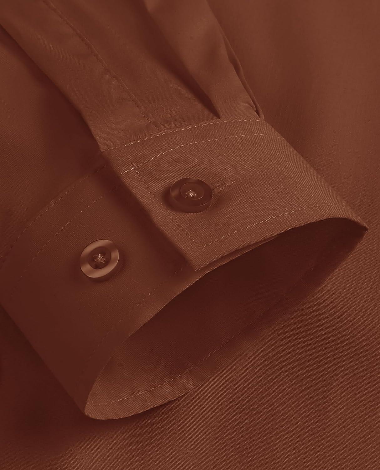 imagesiliteelon Button Down Shirts Dress Shirts for Women Long Sleeve Womens Work Shirts Regular Fit Cotton Dress ShirtsCaramel