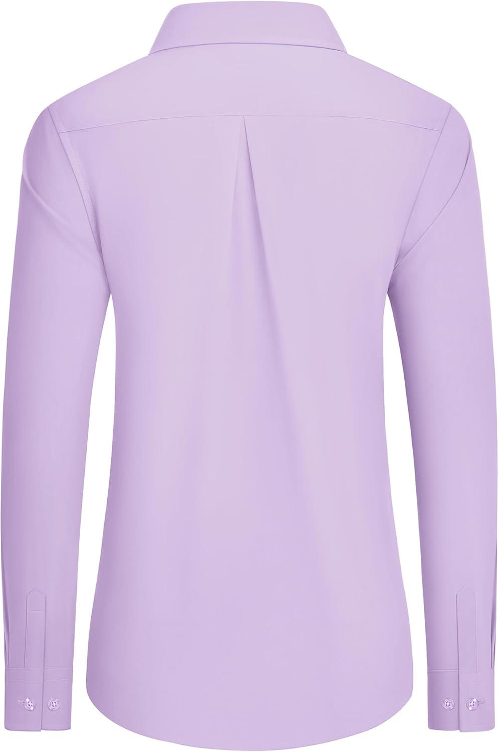 imagesiliteelon Button Down Shirts Dress Shirts for Women Long Sleeve Womens Work Shirts Regular Fit Cotton Dress ShirtsLavender