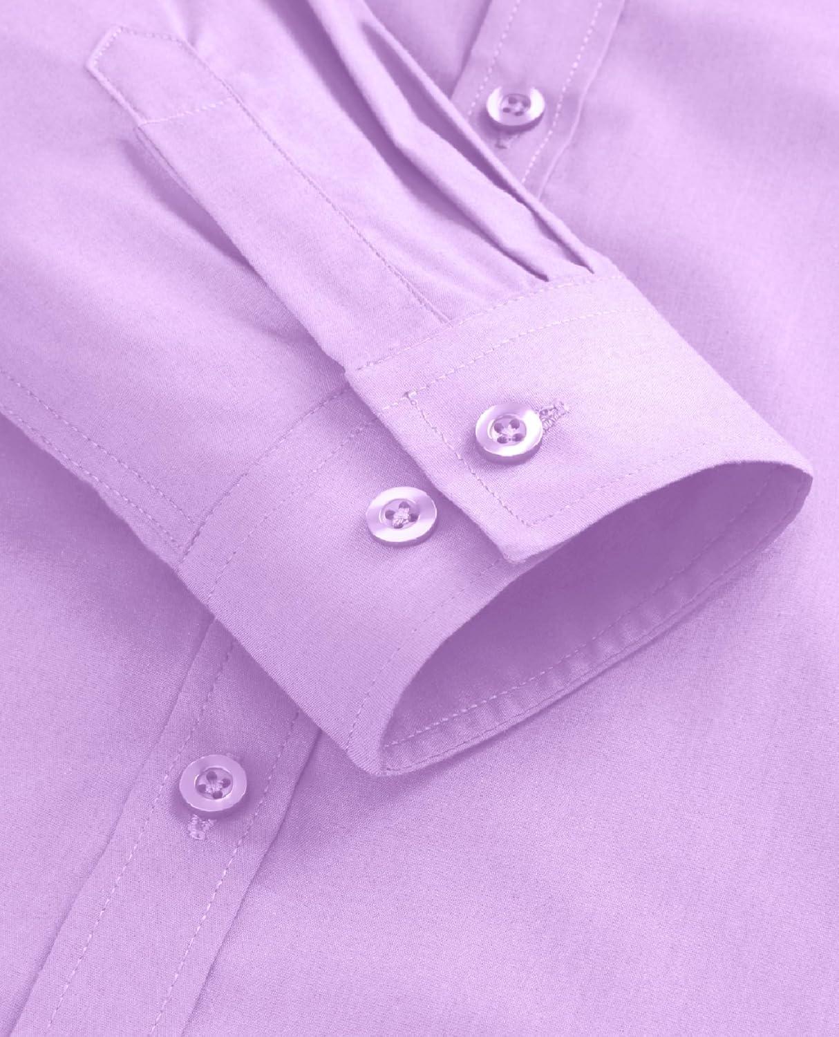 imagesiliteelon Button Down Shirts Dress Shirts for Women Long Sleeve Womens Work Shirts Regular Fit Cotton Dress ShirtsLavender