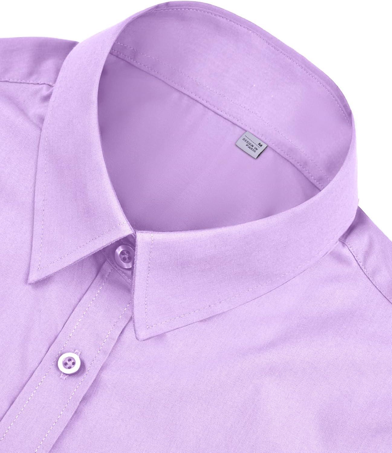 imagesiliteelon Button Down Shirts Dress Shirts for Women Long Sleeve Womens Work Shirts Regular Fit Cotton Dress ShirtsLavender