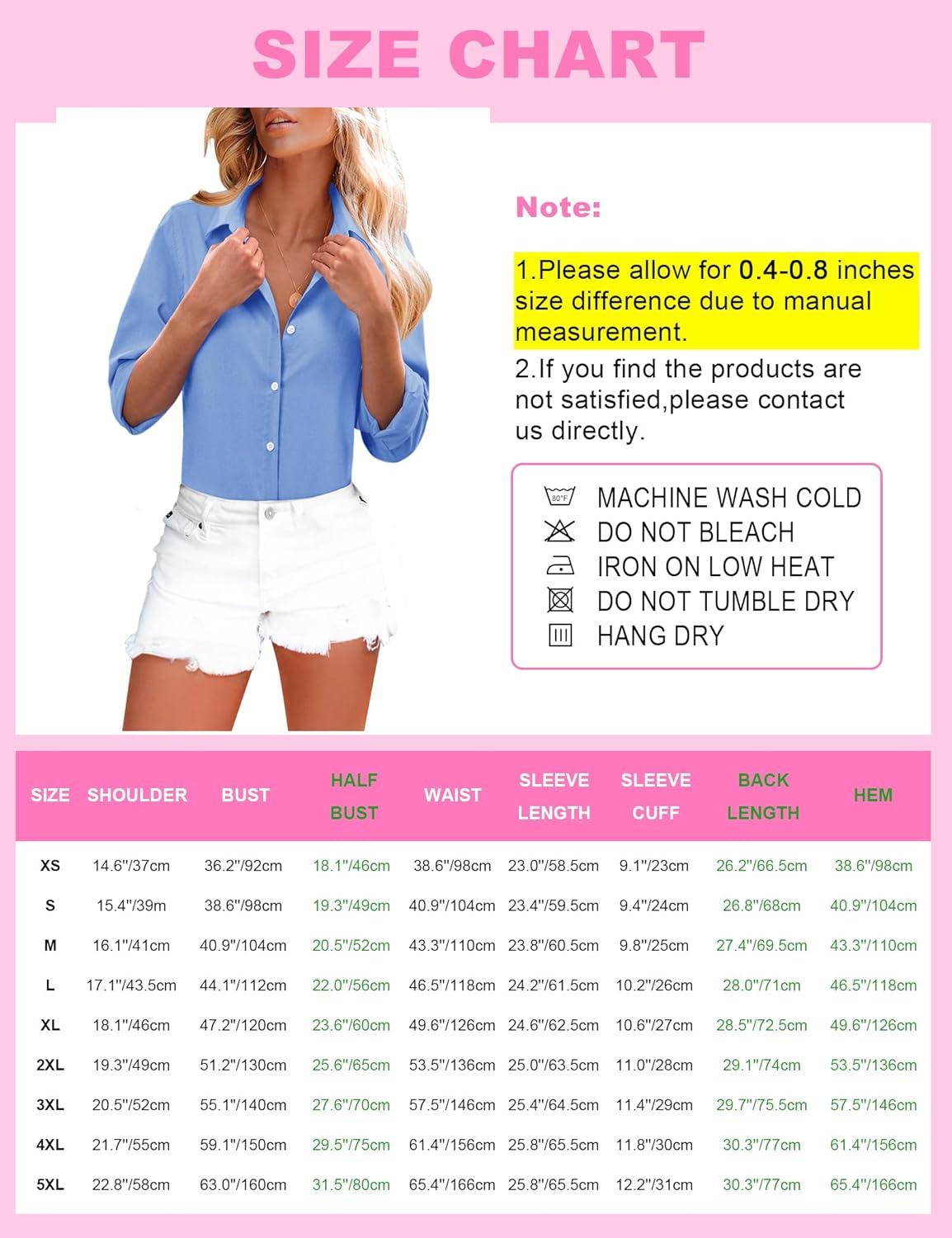 imageWomens Button Down Shirts Cotton Dress Shirt Stretch Oxford Shirt Long Sleeve Boyfriend Collared Wrinkle Free Blouse TopAll Blue