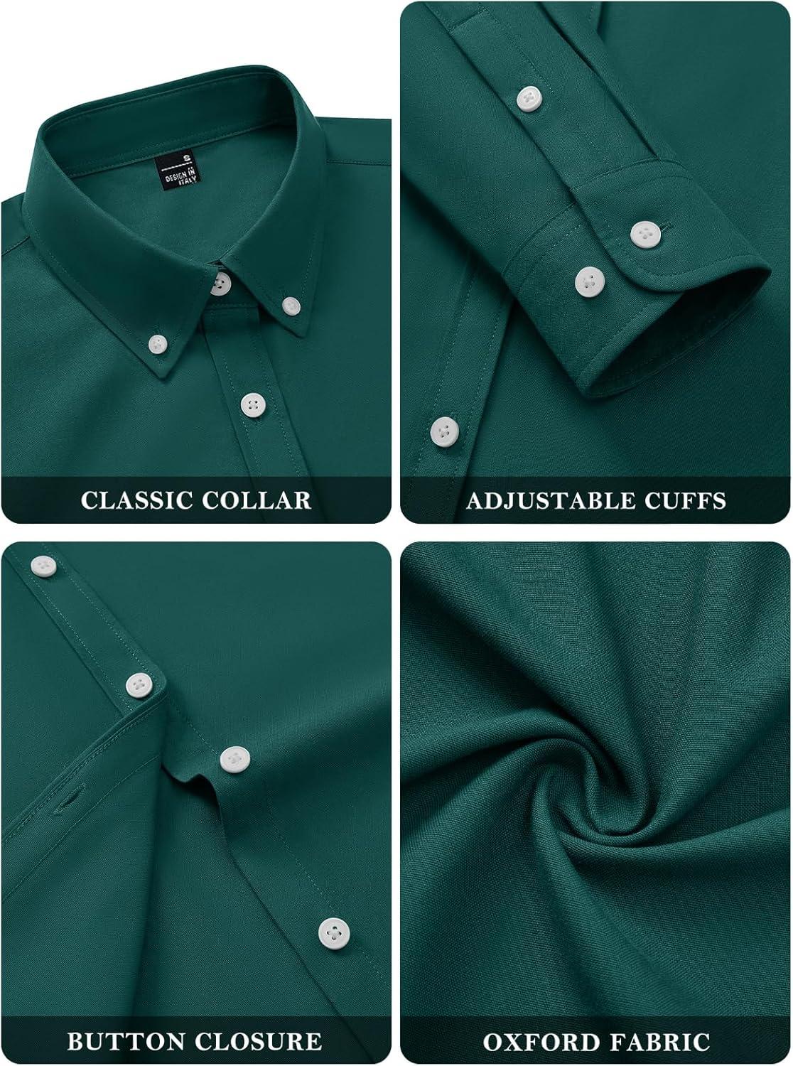 imagesiliteelon Button Down Shirts for Women Oxford Shirt Cotton Dress Shirts Collared Long Sleeve Wrinkle Free Blouse TopsDark Green