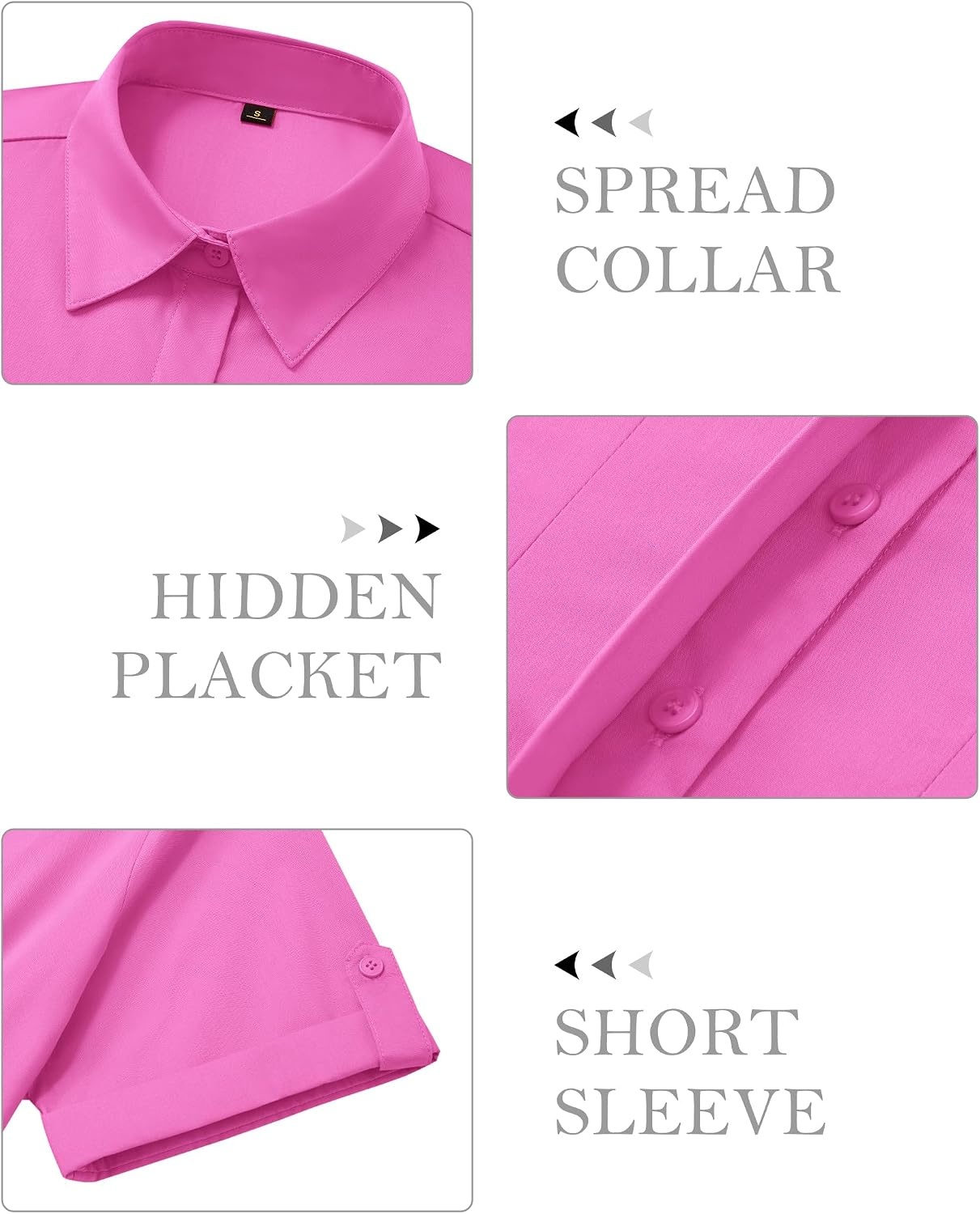 image:imagesiliteelon Button Down Shirts for Women Hidden Placket Short Sleeve Button Up Dress Shirt Business Casual Work BlousesRose Red