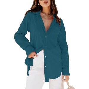 siliteelon Oversized Button Down Shirts for Women Dress Shirts Long Sleeve Blouses Work Casual Tunics Tops with Pockets(Blue02)