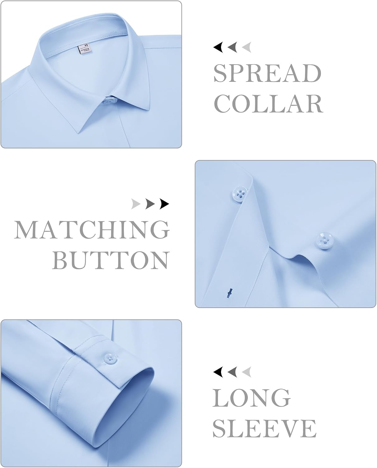 image:imagesiliteelon Button Down Shirts for Women Stretch Long Sleeve Fitted Business Casual Collar Tops Work Wrinkle FreeLight Blue