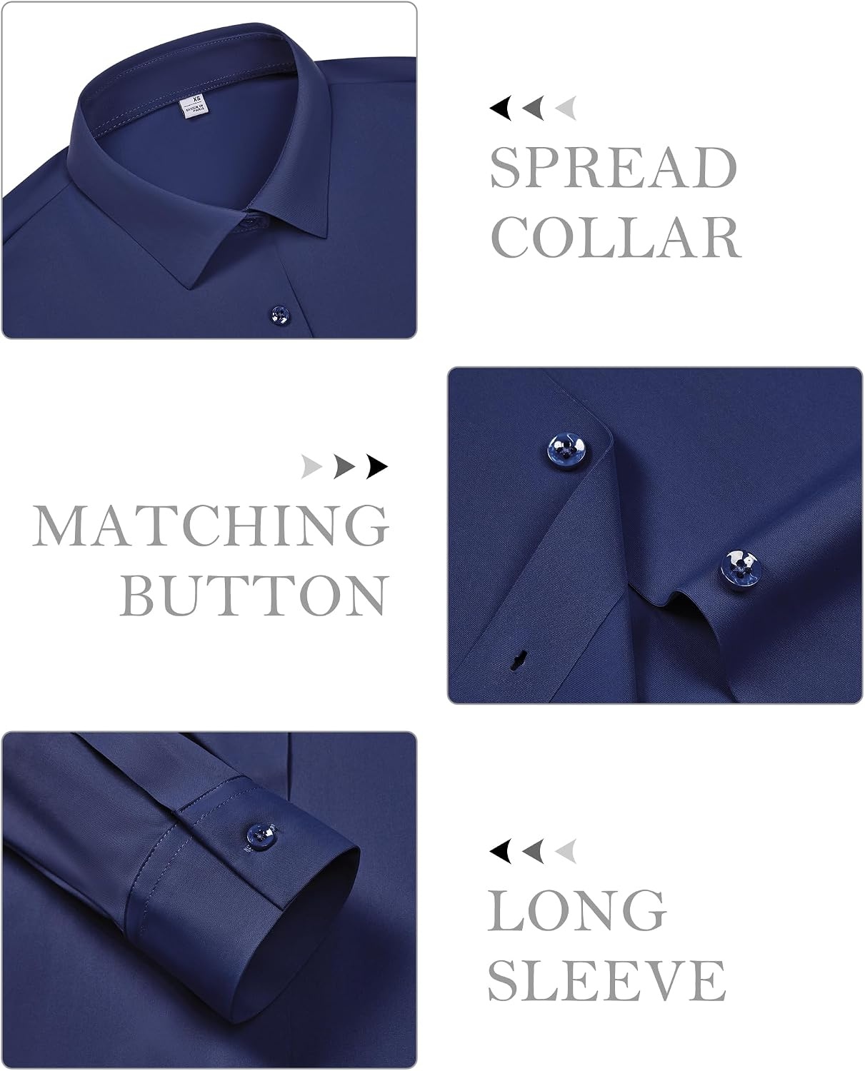 image:imagesiliteelon Button Down Shirts for Women Stretch Long Sleeve Fitted Business Casual Collar Tops Work Wrinkle FreeNavy Blue