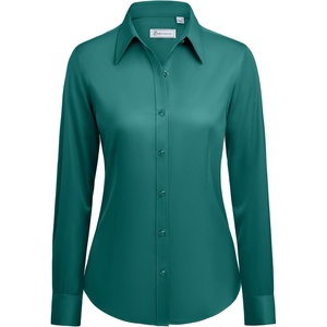 siliteelon Button Down Shirts for Women: Wrinkle Free Long Sleeve Classic Fit Collared Dress Shirt Solid Formal Office(Peacock Blue)
