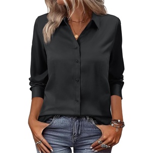 siliteelon Women Button Down Shirts Dress Shirts Long Sleeve Classic-Fit Cotton(Black)
