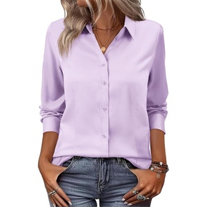 siliteelon Women Button Down Shirts Dress Shirts Long Sleeve Classic-Fit Cotton(Lavender)