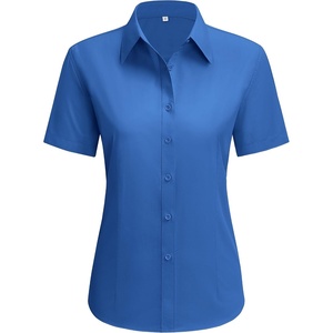 siliteelon Short Sleeve Button Up Women Cotton Collared Shirt Work Blouse | 100% Cotton, Breathable Lightweight, Classic Fit Dress Shirt, Work Office Wear, Versatile Business Casual, Moisture-Wicking(Royal Blue)