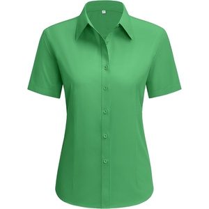 siliteelon Short Sleeve Button Up Women Cotton Collared Shirt Work Blouse | 100% Cotton, Breathable Lightweight, Classic Fit Dress Shirt, Work Office Wear, Versatile Business Casual, Moisture-Wicking(Mint Green)