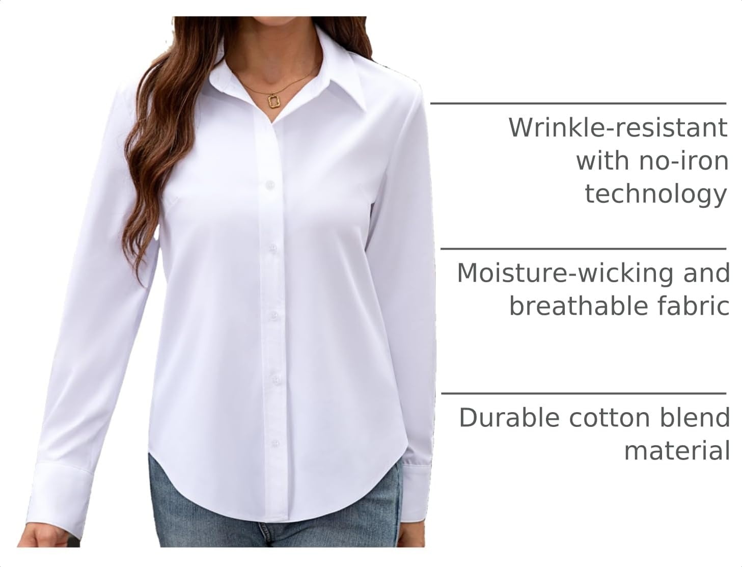 image:imagesiliteelon Striped Button Down Shirts for Women Work Collared Dress Shirt Old Money Business Casual Outfits Blouses for Women Dressy Casual Long Sleeve Professional Interview Shirts with PocketZwhite