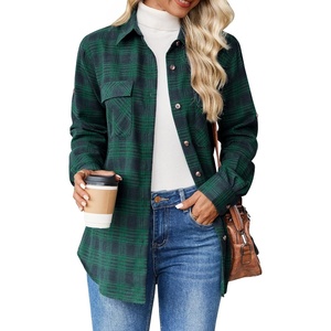 siliteelon Plaid Flannel Shirts for Women Long Sleeve Button Down Shirt | Early Fall Fashion Shackets 2026, Cotton Brushed Flannel Shirt, Soft Lightweight Oversized Boyfriend, Business Casual Outfits(Green Plaid 02)