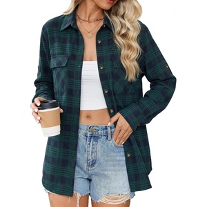 siliteelon Plaid Flannel Shirts for Women Long Sleeve Button Down Shirt(Green Plaid 02)
