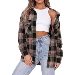 siliteelon Plaid Flannel Shirts for Women Long Sleeve Button Down Shirt(Pink Black Plaid)