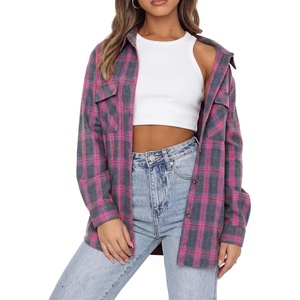 siliteelon Plaid Flannel Shirts for Women Long Sleeve Button Down Shirt(Purple Plaid)